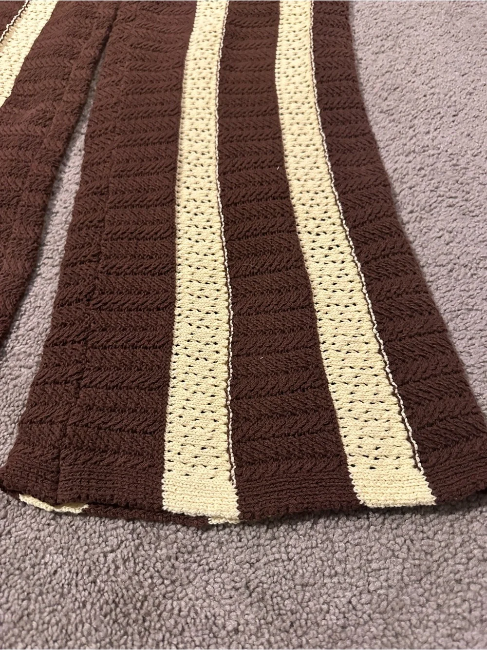 Free‎ People crochet set co-ord matching set pants knit cozy boho striped Small